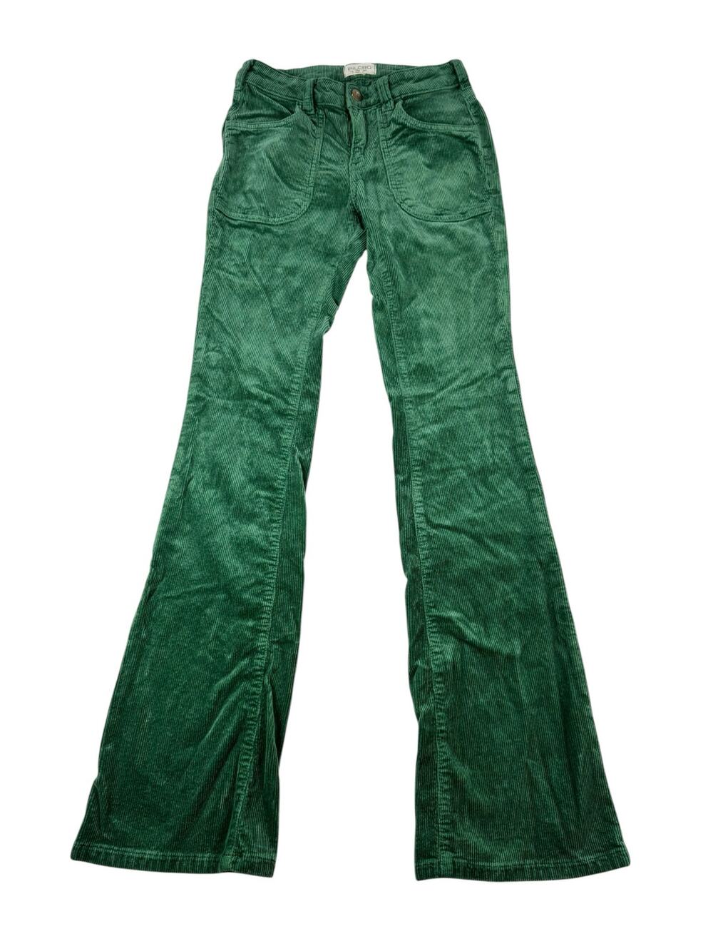 Anthropologie Pilcro The Icon Corduroy Flare Jeans 25 Green Mid Rise Cotton Boho